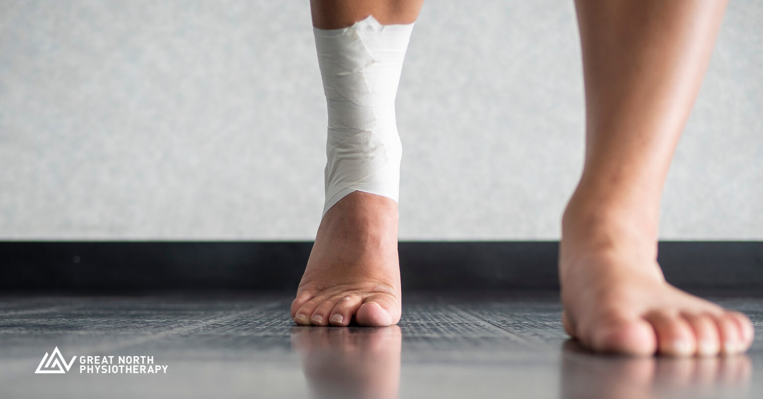 Foot and ankle with athletic taping applied